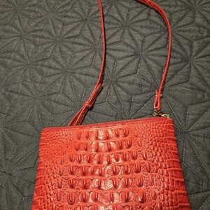 Brahmin Vibrant Red Embossed Crossbody Bag